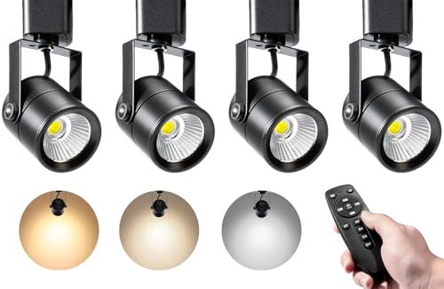 リモコン操作 スムーズ調光 調色 ダクトレール スポットライト LED一体型照明 10 W 80 W相当 高輝度800 lm 高演色CRI 90 2700 K-6500 K キッチン|店舗用 天井スポットライト - 4灯セット ブラッ dcfccaaf
