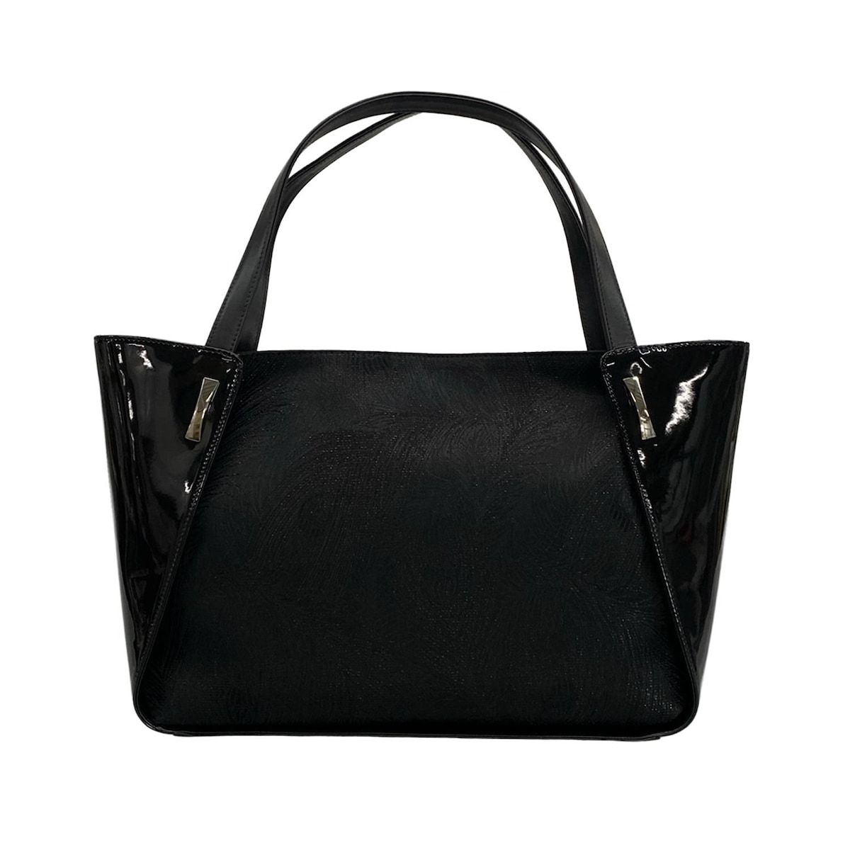 傳濱野(デンハマノ) トートバッグ美品 - 黒 フェザー(羽) レザー