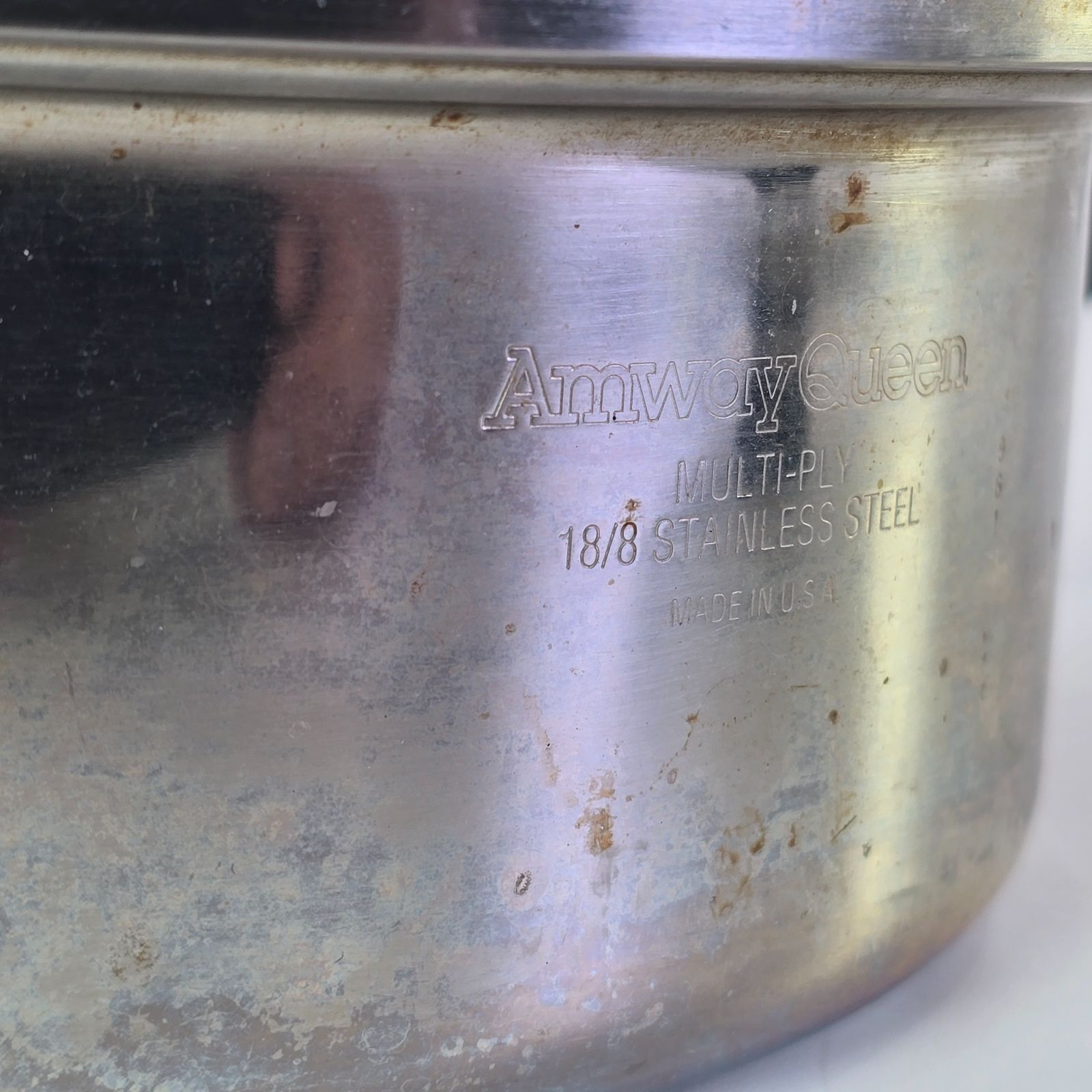 Amway Queen 中 ソースパン 片手鍋 蓋付 旧型 片手 鍋 ステンレス