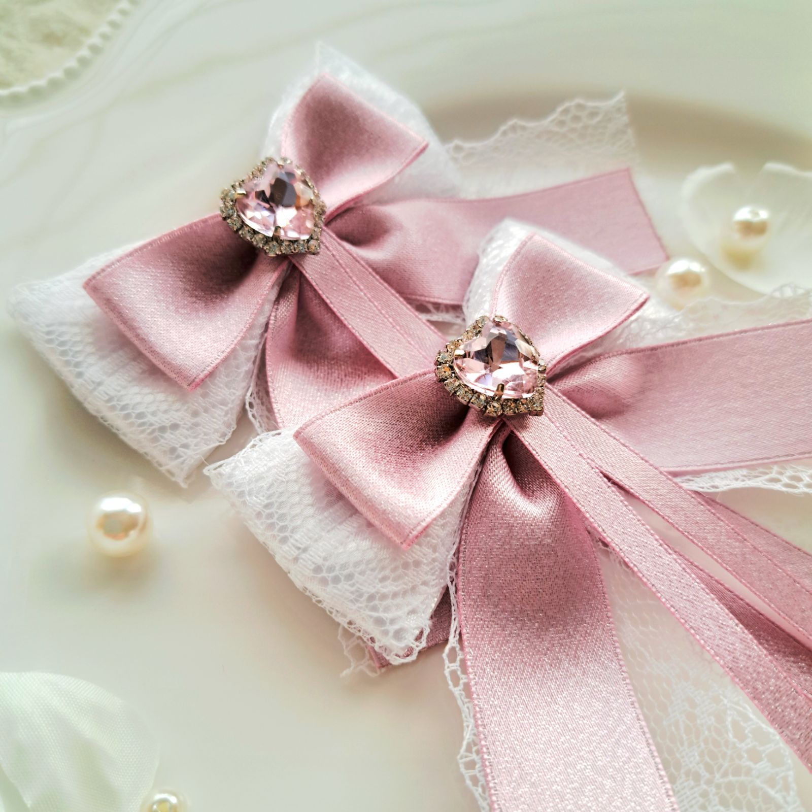 SALEhandmadeふわふわリボンツインクリップ黒 ハンドメイド・手芸