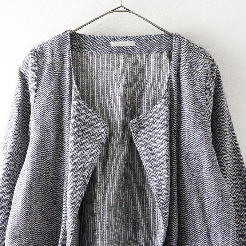フォグリネンワーク fog linen work ヘリンボーン 前開き ノーカラー