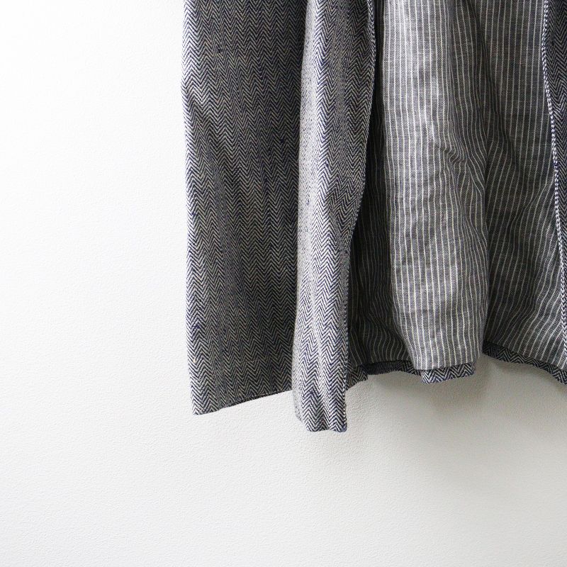 フォグリネンワーク fog linen work ヘリンボーン 前開き ノーカラー