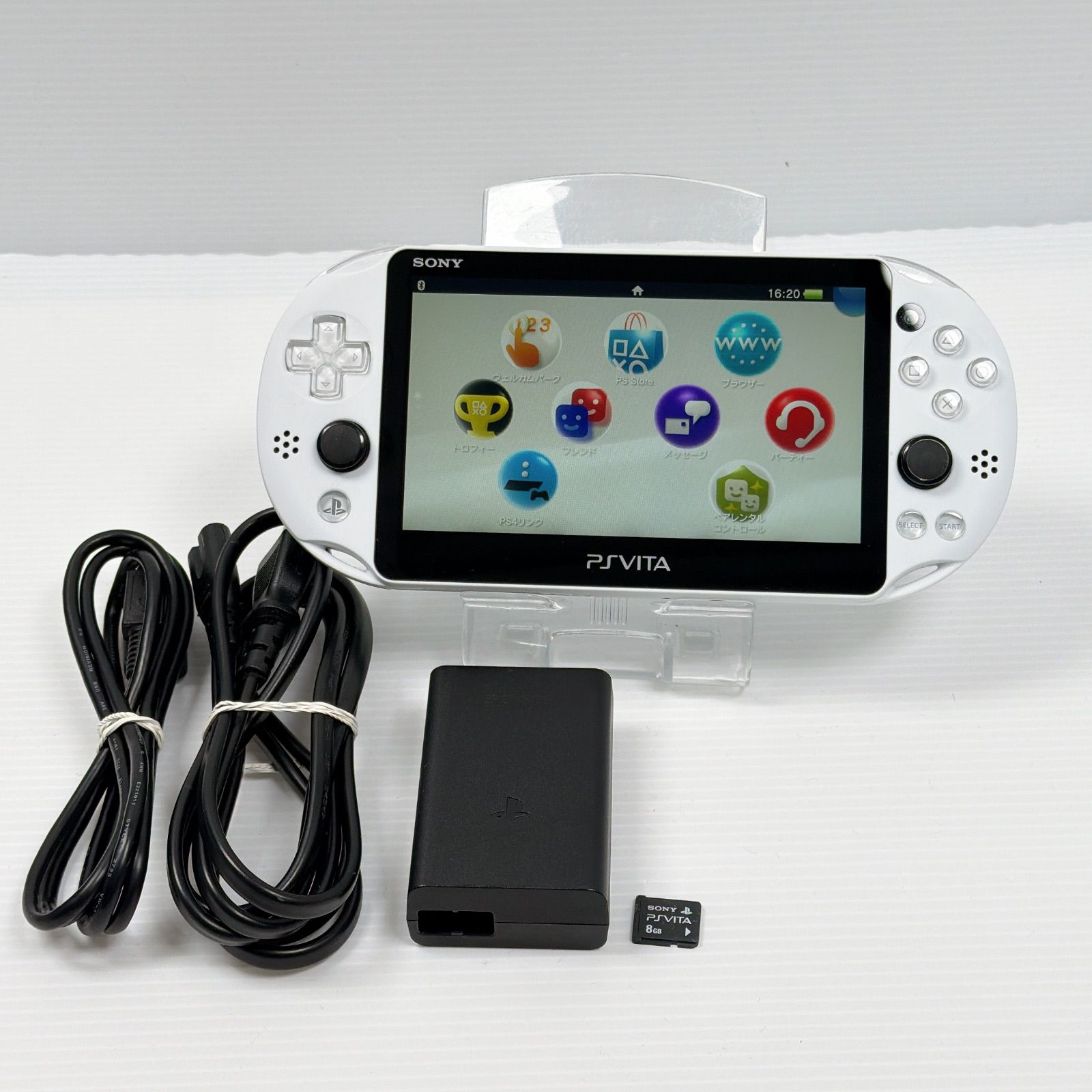 極美品 PSVITA PCH 2000 グレイシャーホワイト 純正8GBメモリーカード
