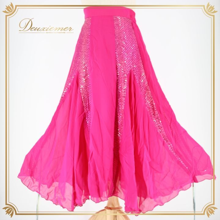 ピンク系花柄社交ダンスレッスンウェア 社交ダンス 衣装 スタンダード スカート レッスンウェア 練習着