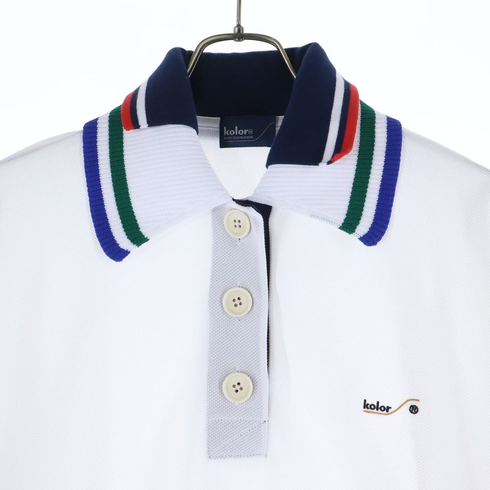kolor (カラー) Pe鹿の子 ニットカラー 半袖ポロシャツ ホワイト 22SCL