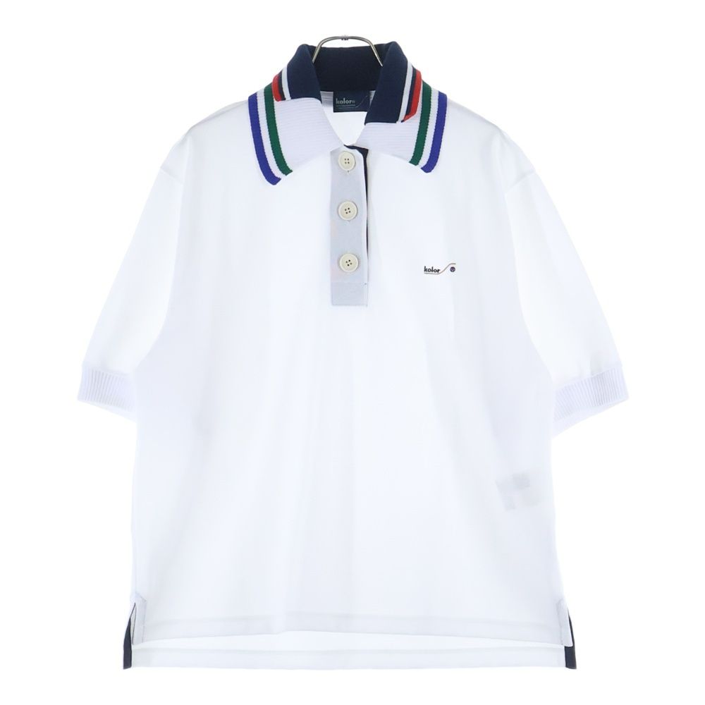 kolor (カラー) Pe鹿の子 ニットカラー 半袖ポロシャツ ホワイト 22SCL