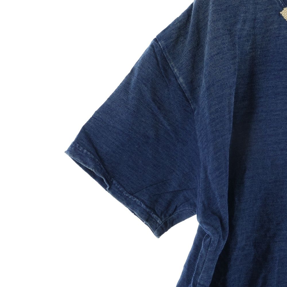 新品タグ付　KAPITAL キャピタル　刺し子インディゴポロシャツ KAPITAL (キャピタル) BORO 刺し子ポケット クルーネック 半袖Tシャツ