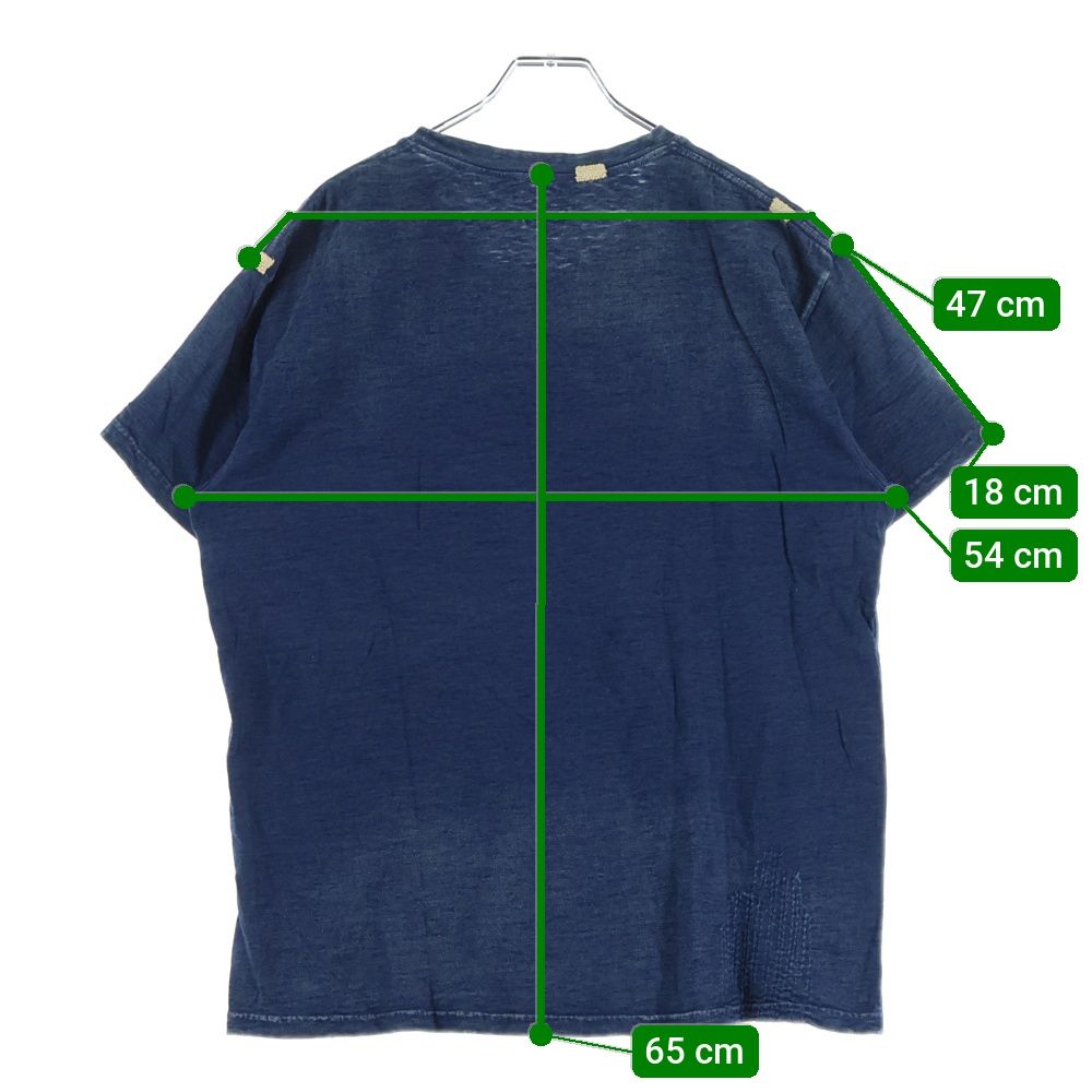 新品タグ付　KAPITAL キャピタル　刺し子インディゴポロシャツ KAPITAL (キャピタル) BORO 刺し子ポケット クルーネック 半袖Tシャツ