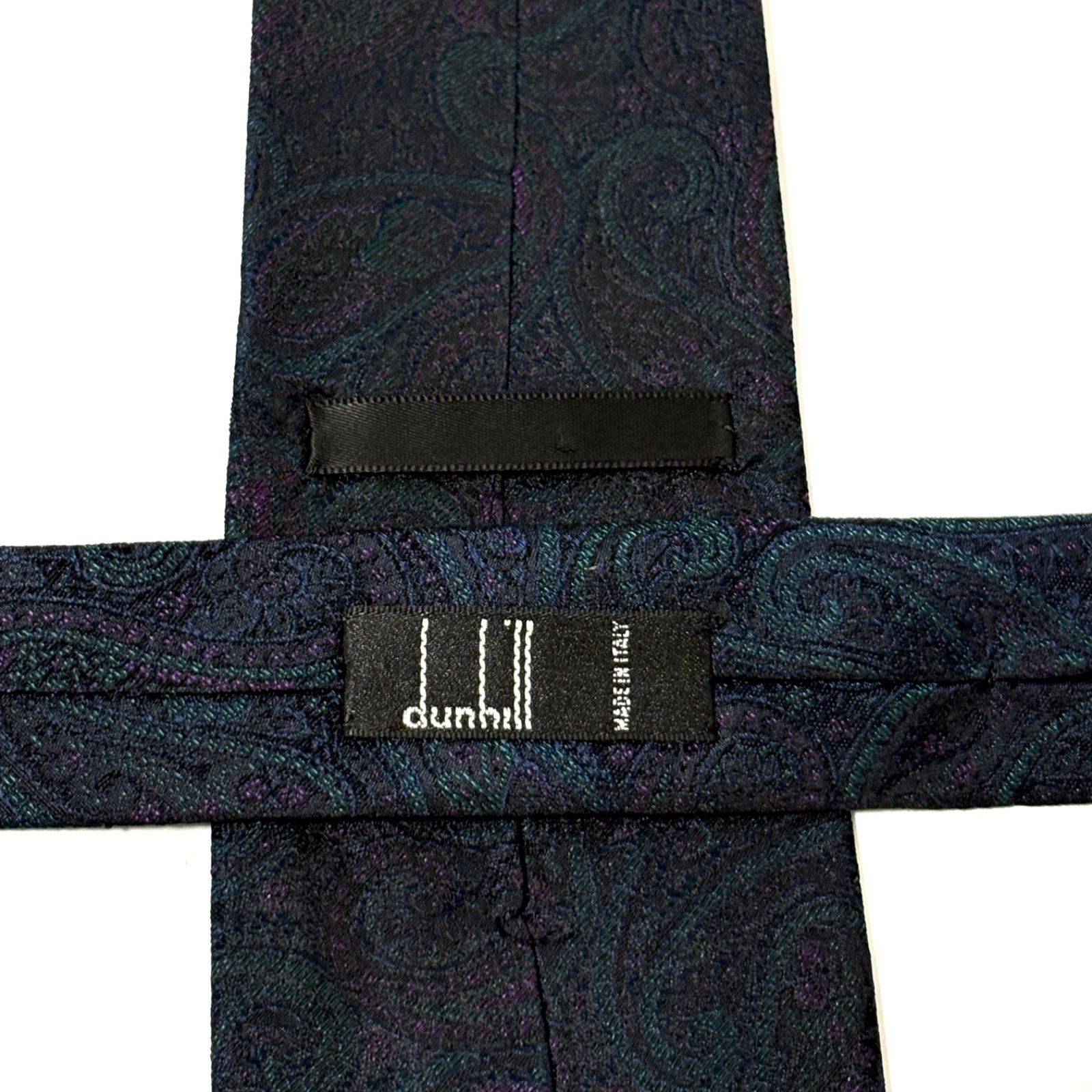 極美品✨ ダンヒル ネクタイ 光沢 ペイズリー ダークネイビー×パープル