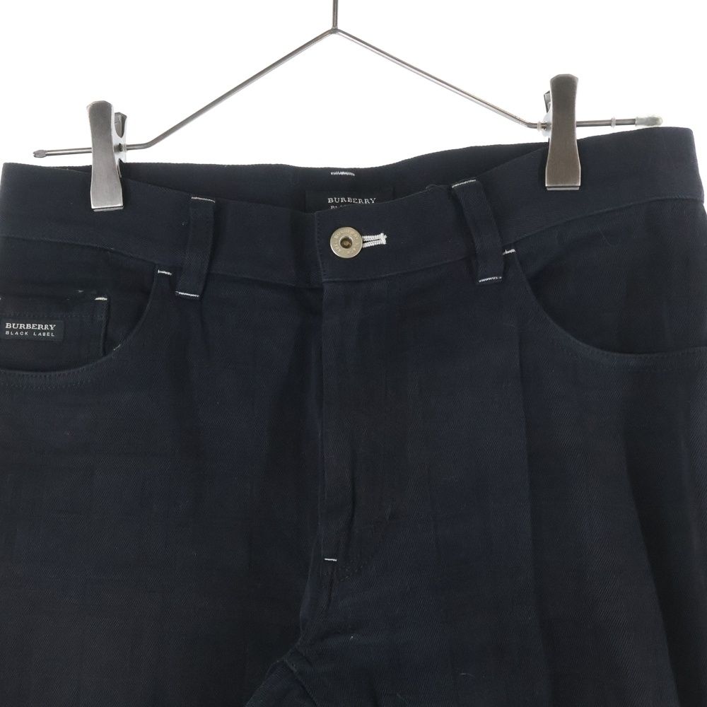 美品！バーバリー ブラックレーベル　ブラックデニムパンツ　チェック　Mサイズ BURBERRY BLACK LABEL (バーバリー ブラックレーベル) 裏地ノバ