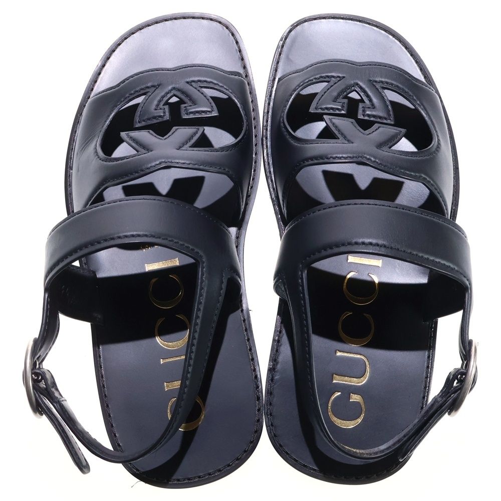 GUCCI ブラック 厚底サンダル GUCCI（グッチ） インターロッキングG スライドサンダル ラバー