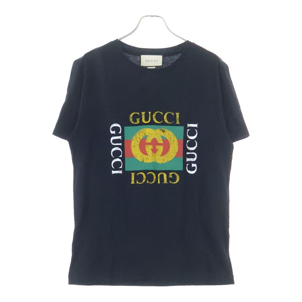 GUCCI (グッチ) ヴィンテージ加工 フロントロゴデザイン クルーネック