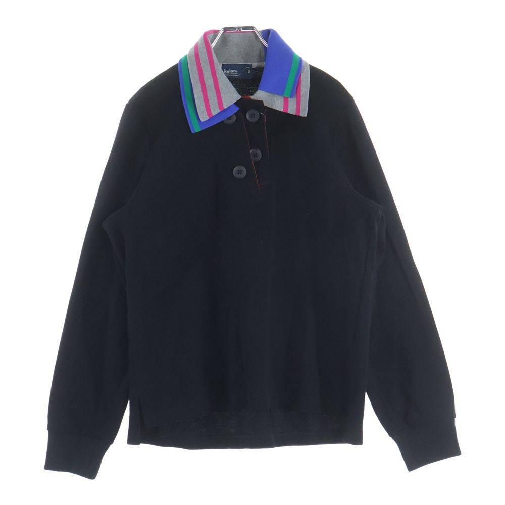 kolor (カラー) 23AW ドッキングカラー コットン 長袖ポロシャツ