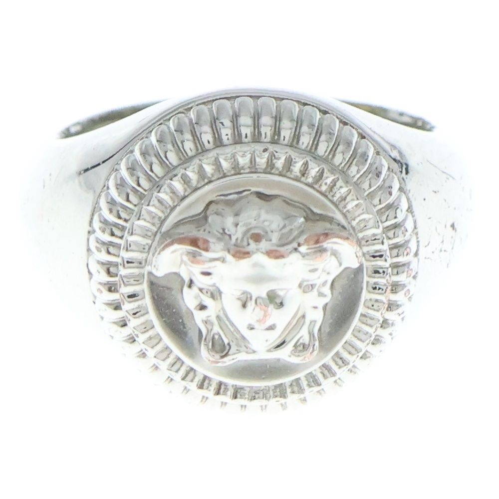 【ヴィンテージ】versace メデューサ　リング　ロゴ　シルバー　18号 ヴィンテージ】versace メデューサ リング ロゴ シルバー 18号 Versace