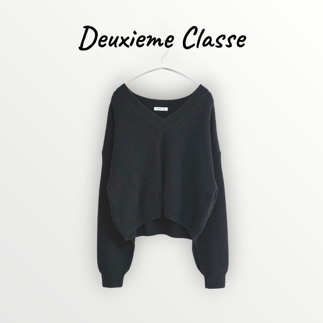 2903Z美品 ドゥーズィエムクラス Vネックニット ワイド 黒 オーバーサイズ 2023年 美品 ドゥーズィエムクラス EVERYDAY I LIKE. Design Sleeve
