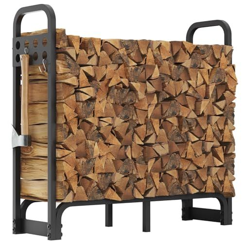 SUNPIE 薪ラック ログラック 100 30 96 cm 耐荷重約600 kg 約25束収納 両側ツール収納 組立簡単 丈夫 頑丈 屋外 シンプルデザイン 薪ストッカー 薪ストーブ 薪ラックスタンド キャンプ BBQ レジャー m
