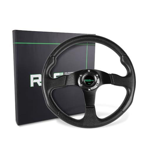 ステアリング ハンドル ステアリングホイール 軽量アルミニウム 汎用 改造アクセサリー ホーンボタン付き ブラック po 9 fcfba 10