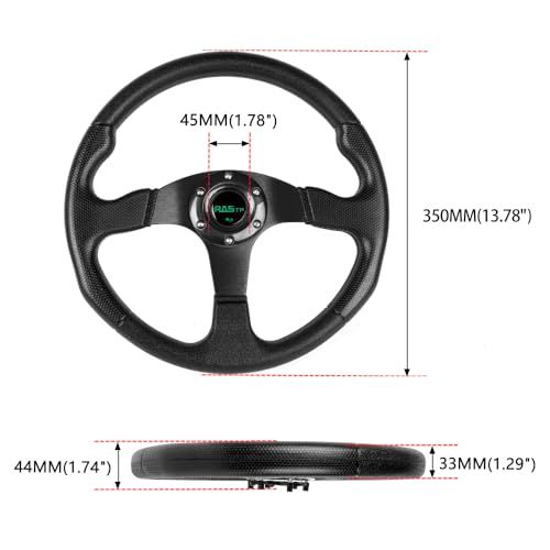 ステアリング ハンドル ステアリングホイール 軽量アルミニウム 汎用 改造アクセサリー ホーンボタン付き ブラック po 9 fcfba 10