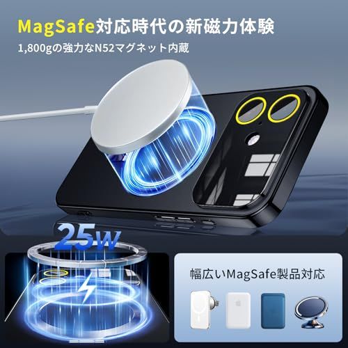  2025最高傑作-4つの機能を一度に実現 iPhone 16 用 ケース Magsafe対応 指紋防止|マット仕上げ 米軍MIL規格 耐衝撃 ランヤードホール付き マット金属フレーム 最大25 W急速充電対応 感 フィット感 e 056603 その他 キッチン 食器