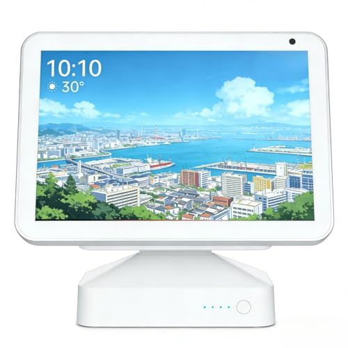 迅速に発送 Echo Show 8 3 代 バッテリースタンド ホワイト 15000 mAh USB C iPhone ヘッドフォン対応 角度調整 安定固定 底部滑り止め 9 5 時間駆動 日常 外出最適 ec dfa 0 b