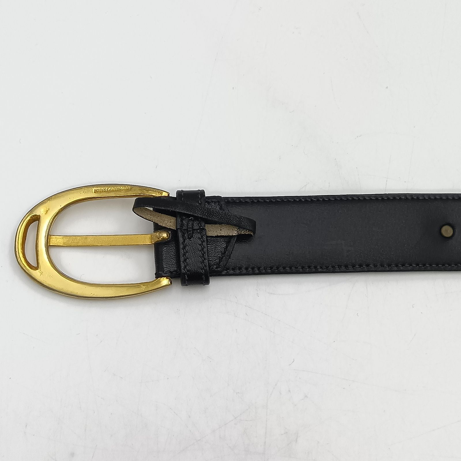 LONGCHAMP ロンシャン ロゴレザーベルト ゴールド ブラック 黒 メンズ