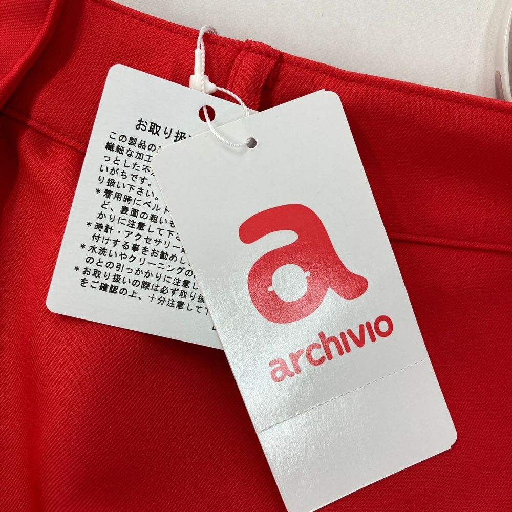 サイズ：40 ARCHIVIO アルチビオ インナー付き裾レーススカート レッド