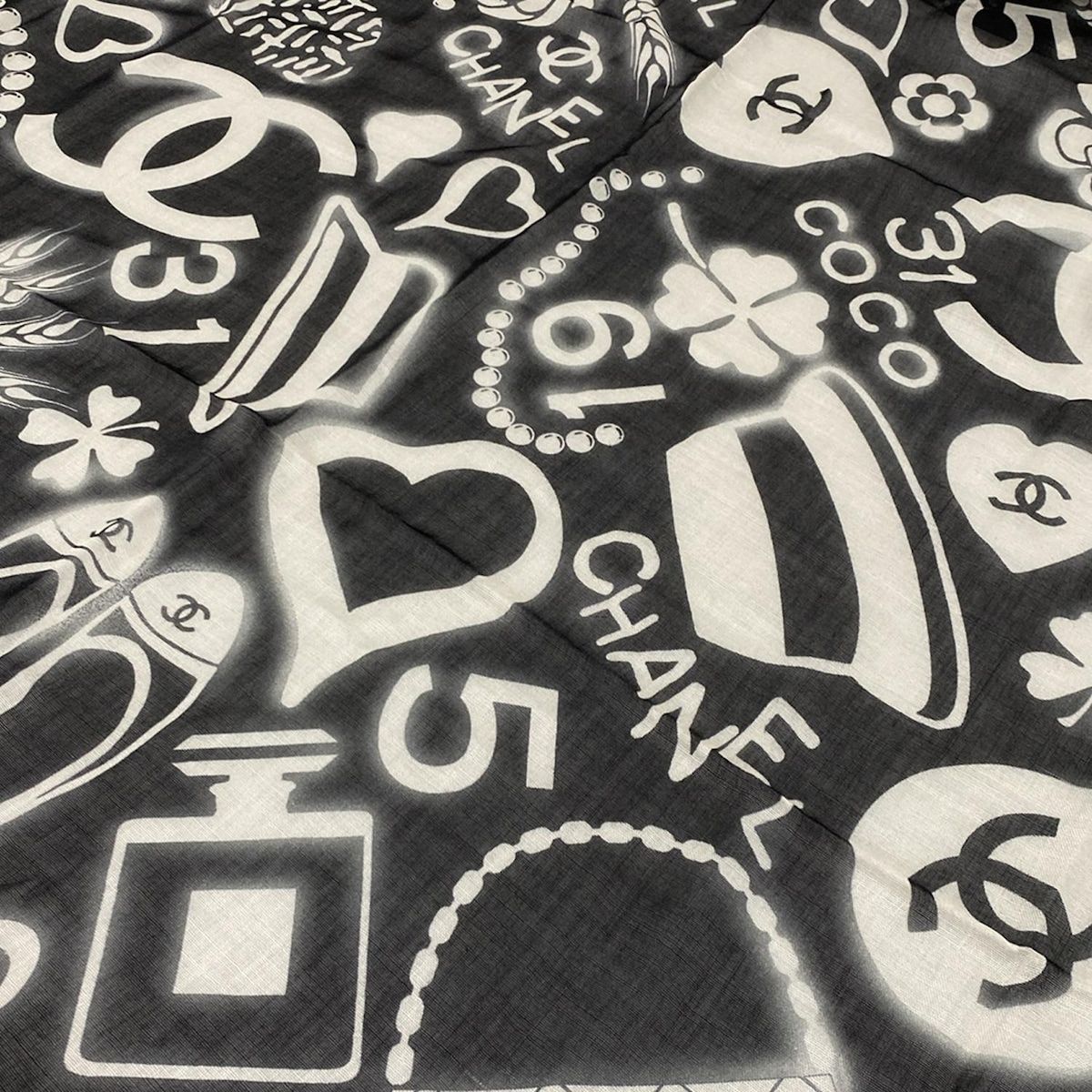 CHANEL(シャネル) ストール(ショール)美品 - 黒×アイボリー ココマーク