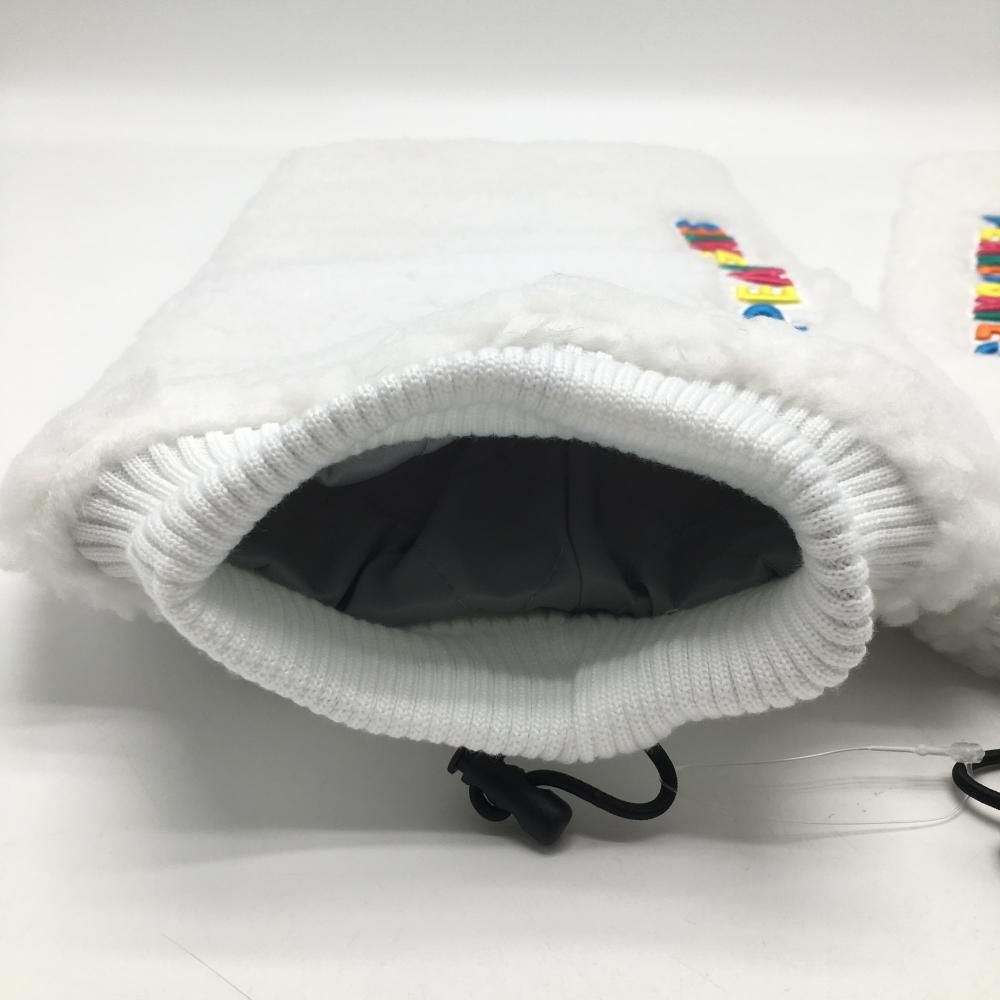 新品】パーリーゲイツ ボアレッグウォーマー 白 カラフルロゴ