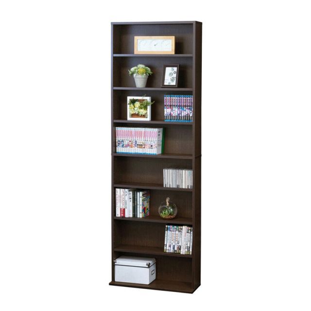 文庫本棚 ダークブラウン W600 S 幅60cm 奥行22(17)cm 高さ180cm 大