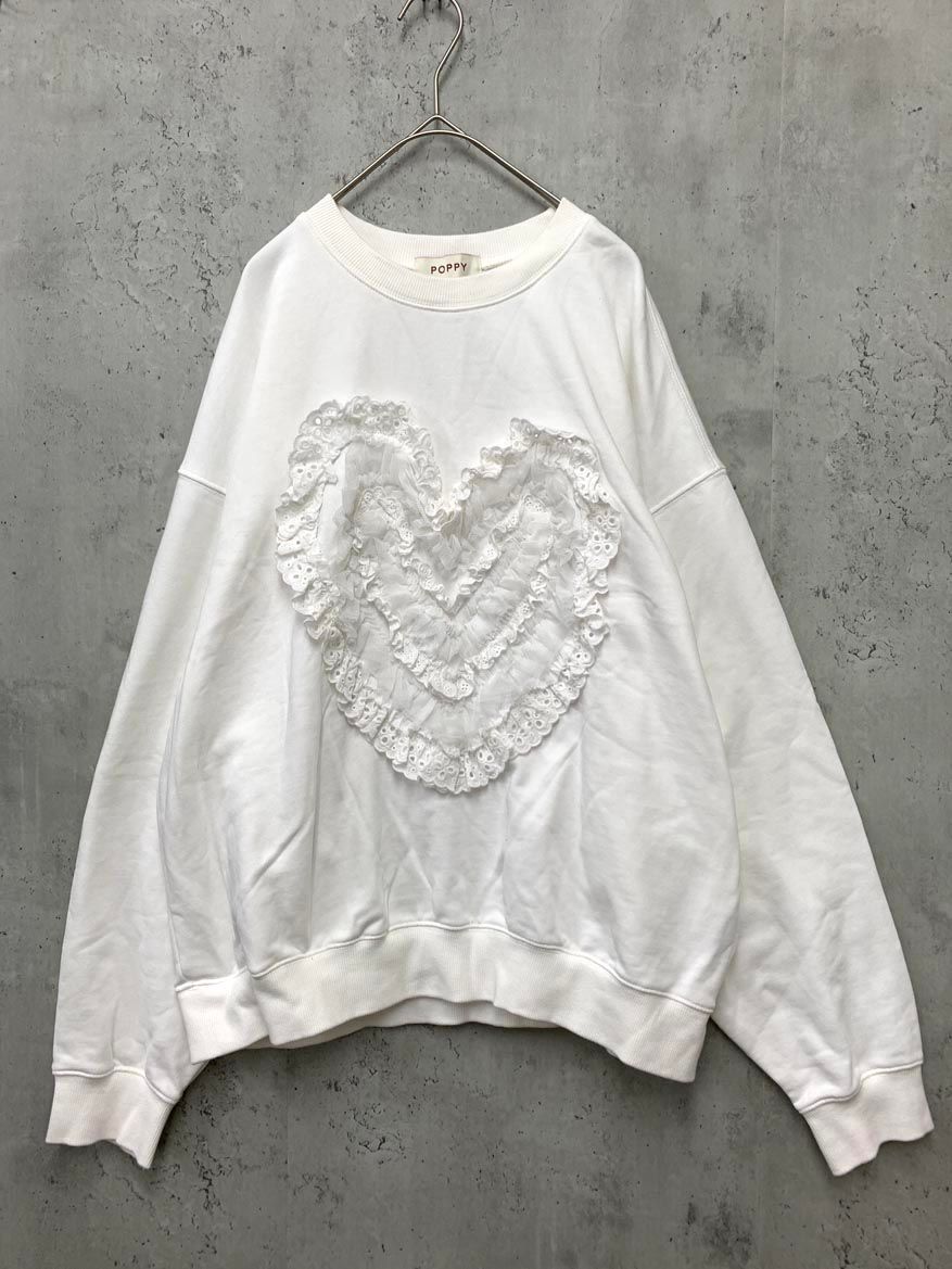 美品 POPPY ポピー あさぎーにょ コットンレースハート シャツ