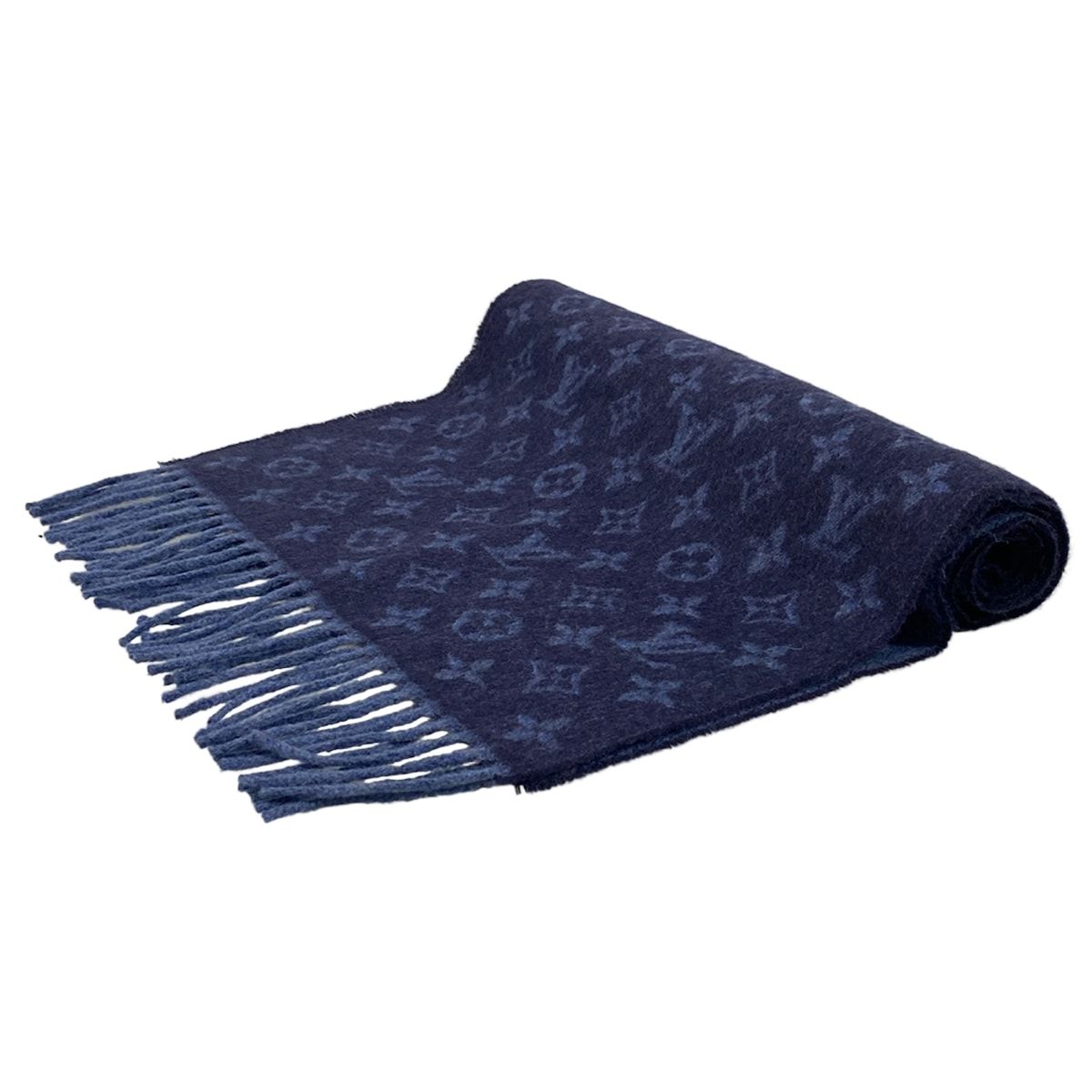 中古　ルイヴィトン マフラー M70257 モノグラム　ブルー 紺 LV ロゴ 楽天市場】【中古】LOUIS VUITTON ルイヴィトン エシャルプ モノグラム