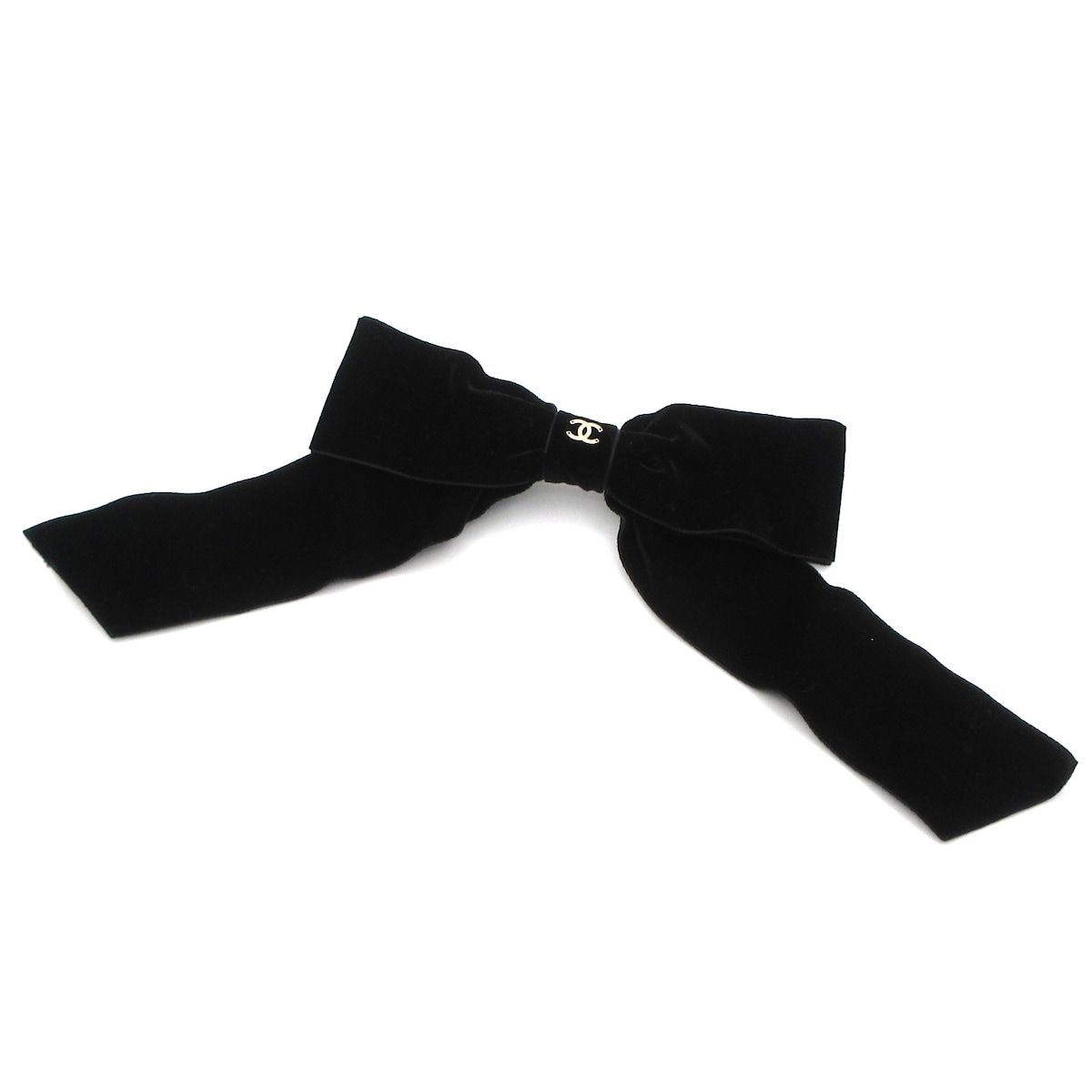 CHANEL(シャネル) バレッタ美品 ココマーク 黒×シルバー リボン