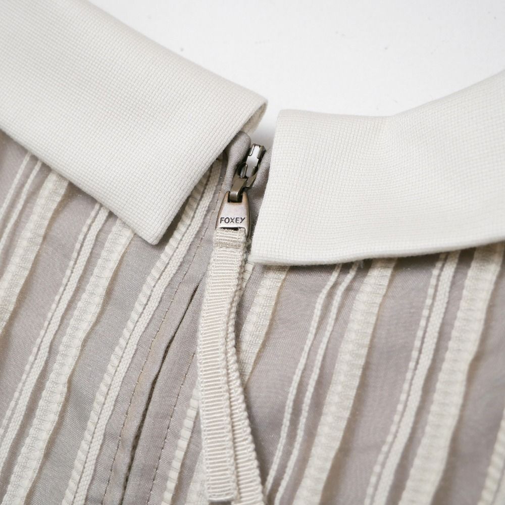 □美品□FOXEY フォクシー プラチナム ボーダー ワンピース サイズ38  