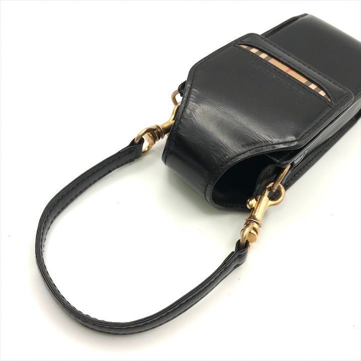 良品 BURBERRY バーバリー ノバチェック柄 キャンバス レザー マルチ