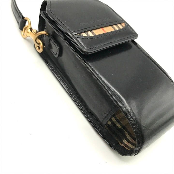 良品 BURBERRY バーバリー ノバチェック柄 キャンバス レザー マルチ