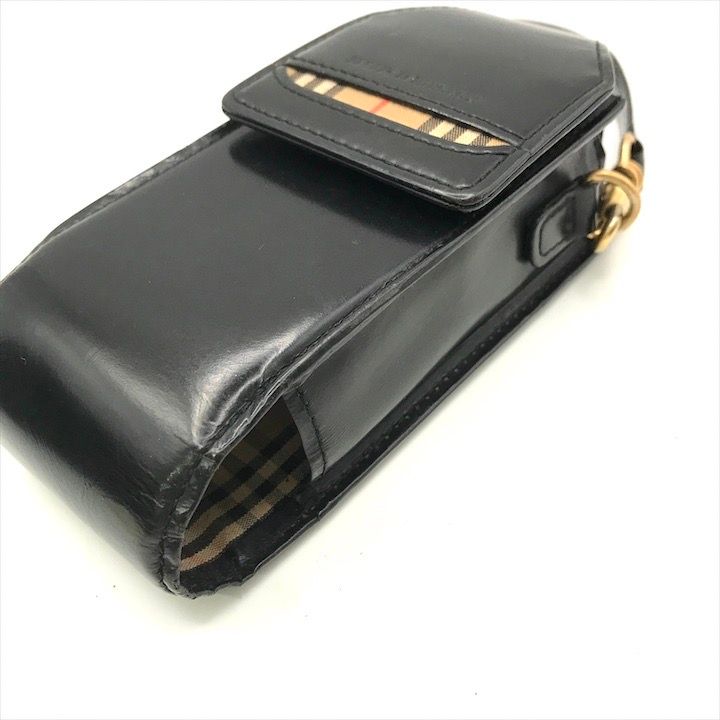 良品 BURBERRY バーバリー ノバチェック柄 キャンバス レザー マルチ