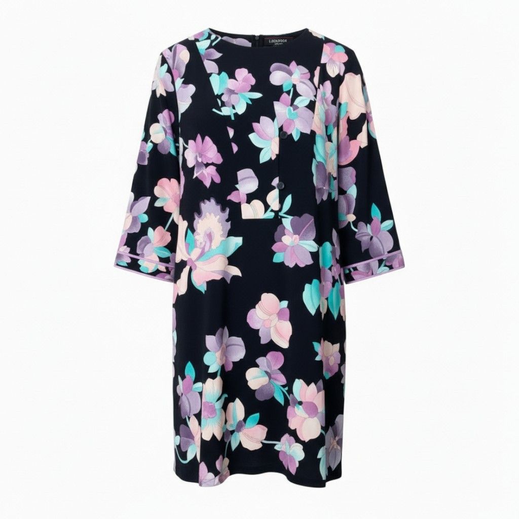 9a27 LEONARD レオナール カンカン素材 美しい花柄プリント チュニック