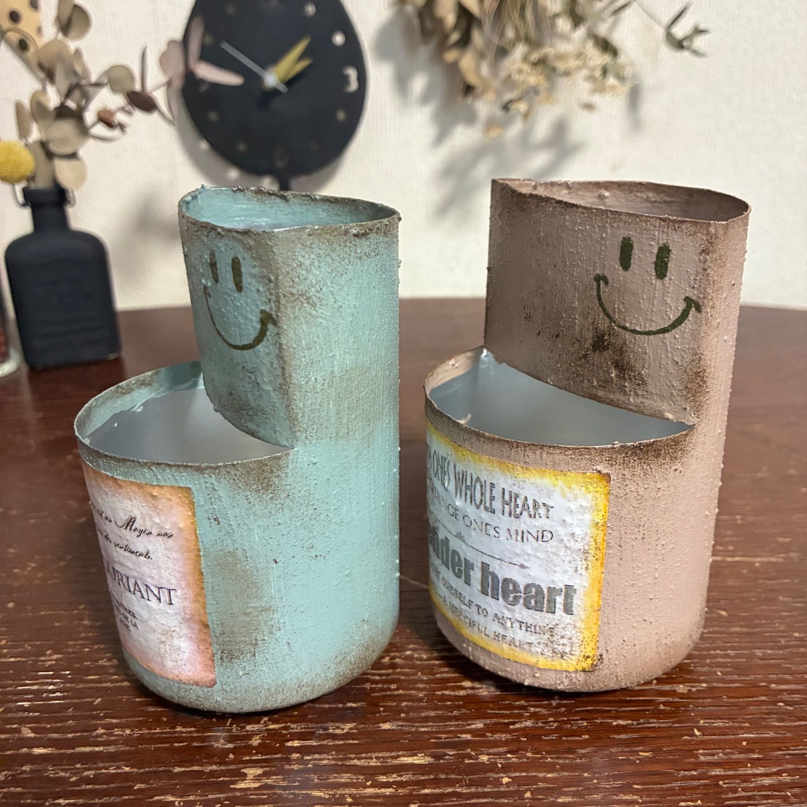 2段寄せ♡ リメイク缶 2個セット (ピスタチオグリーン・ミルクティー