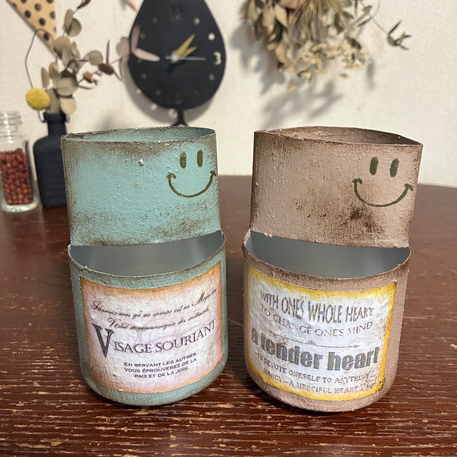2段寄せ♡ リメイク缶 2個セット (ピスタチオグリーン・ミルクティー