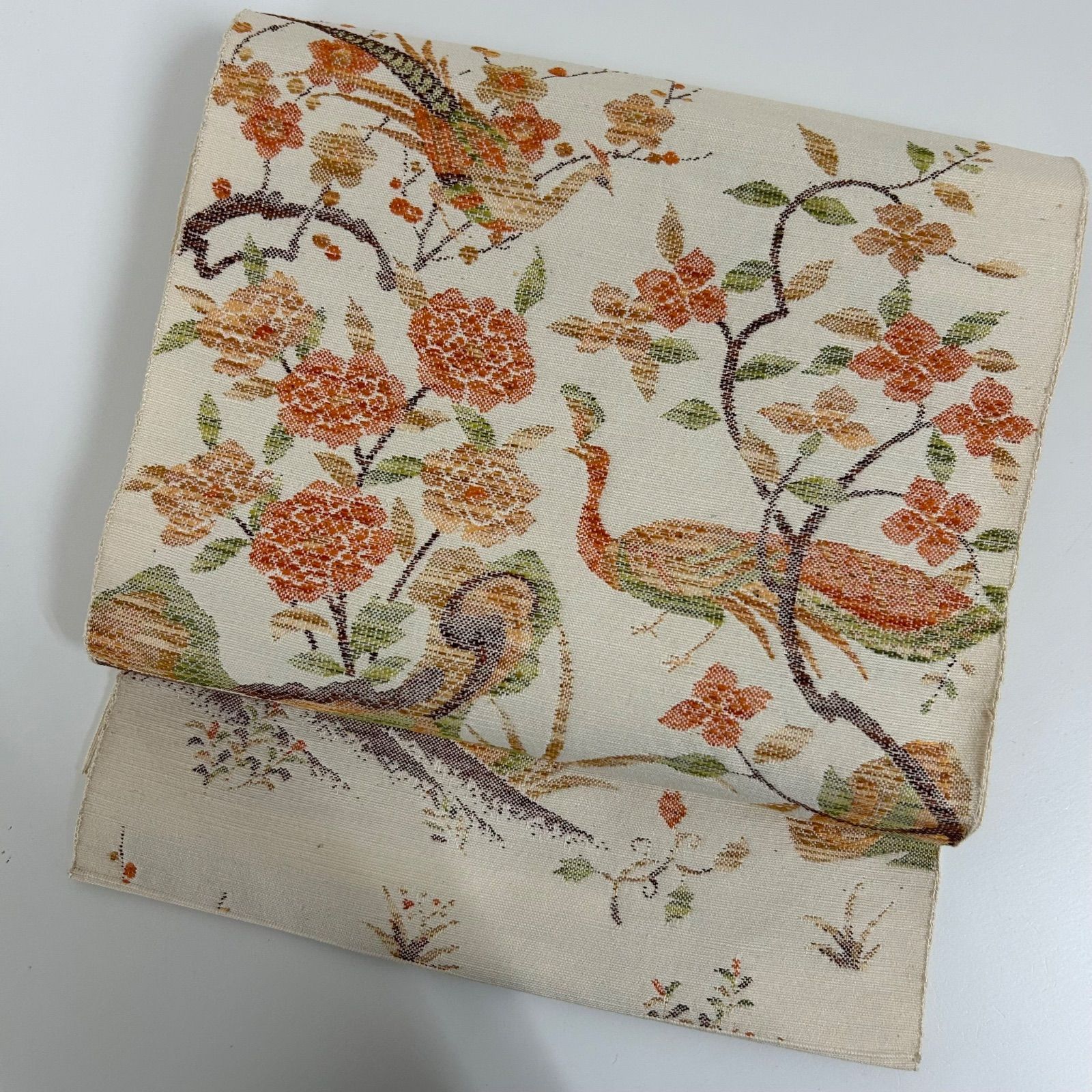 孔雀　花　織　アンティーク　名古屋帯　2枚 卸売 通販ファッション - 孔雀 花 織 アンティーク 名古屋帯 2枚 C99556265