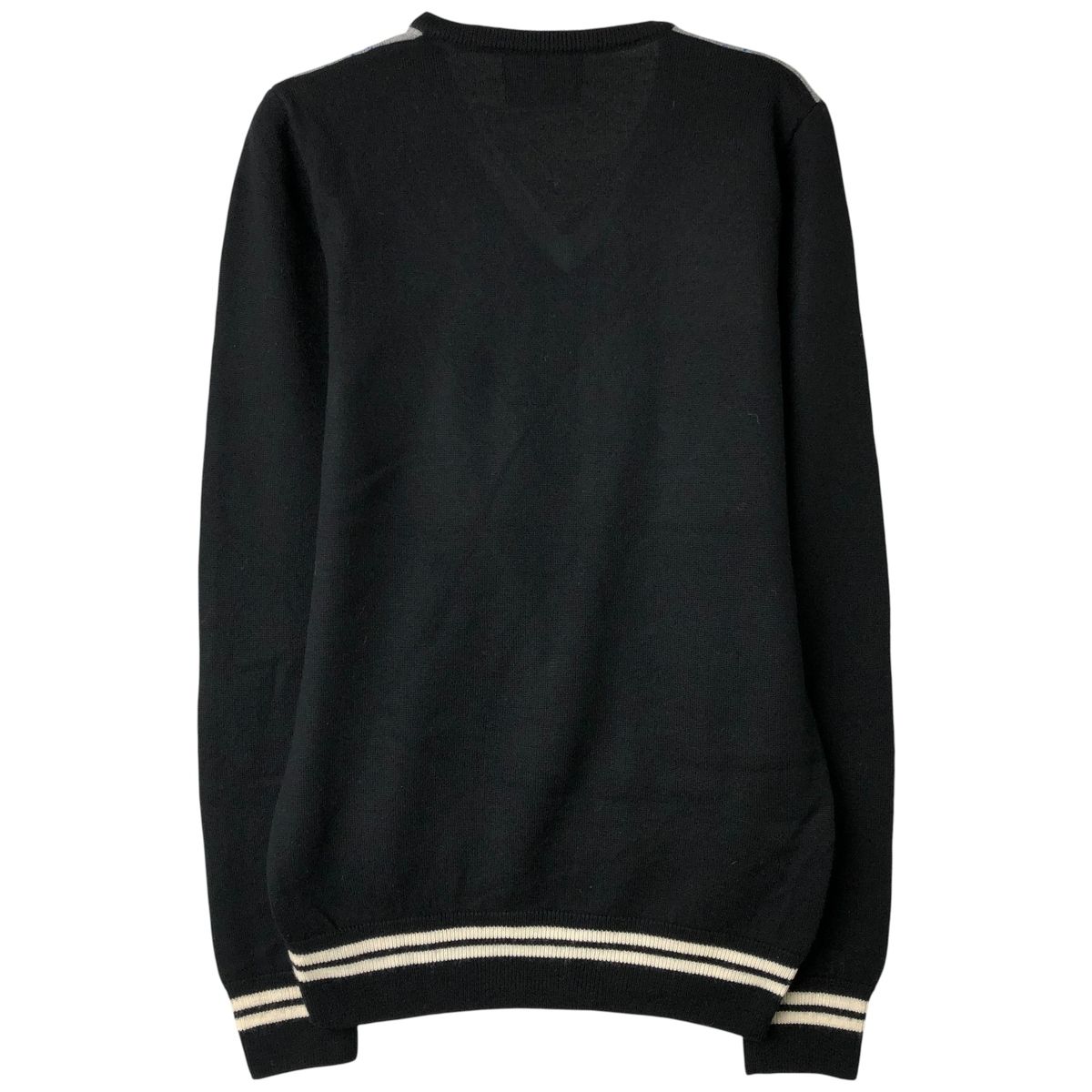 古着 フレッドペリー FRED PERRY アーガイル柄 Vネック メリノウール 