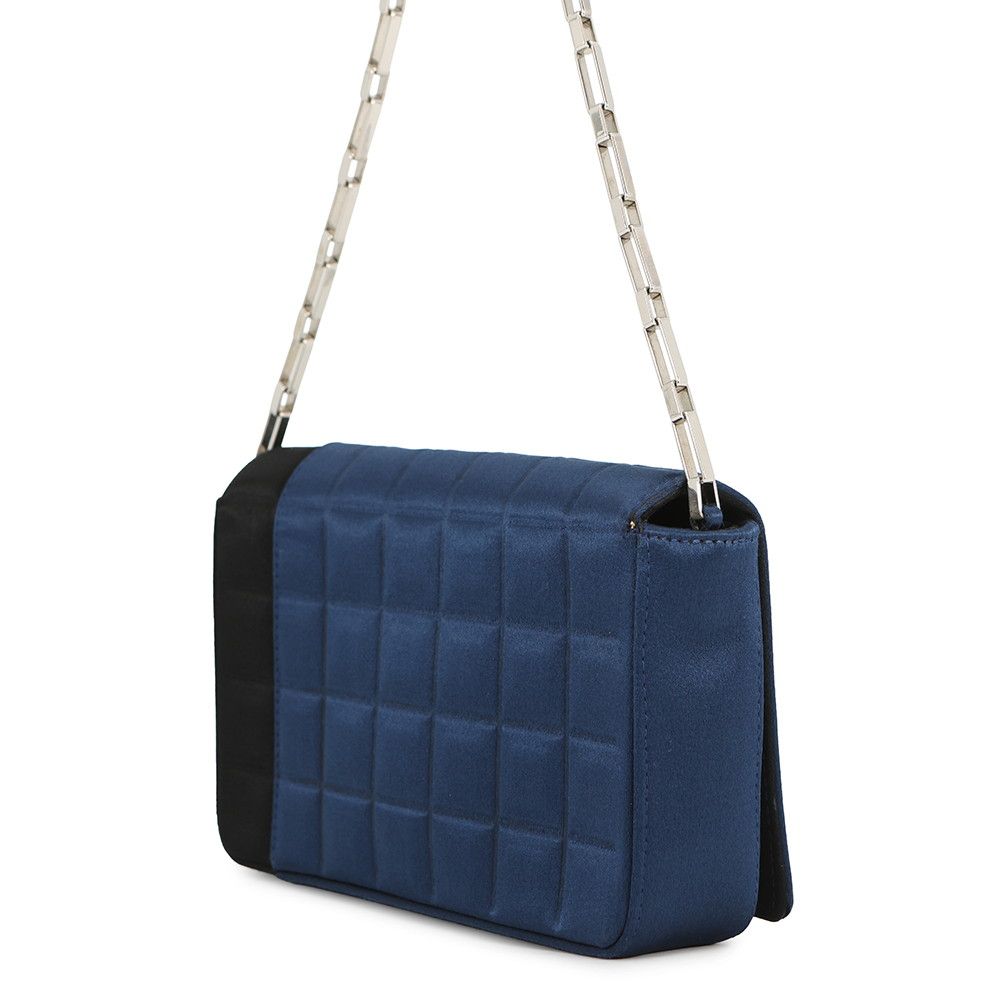 CHANEL ブラック チョコバーショルダーバッグ サテン ヴィンテージ・中古】シャネル CHANEL チョコバーサテンミニショルダー