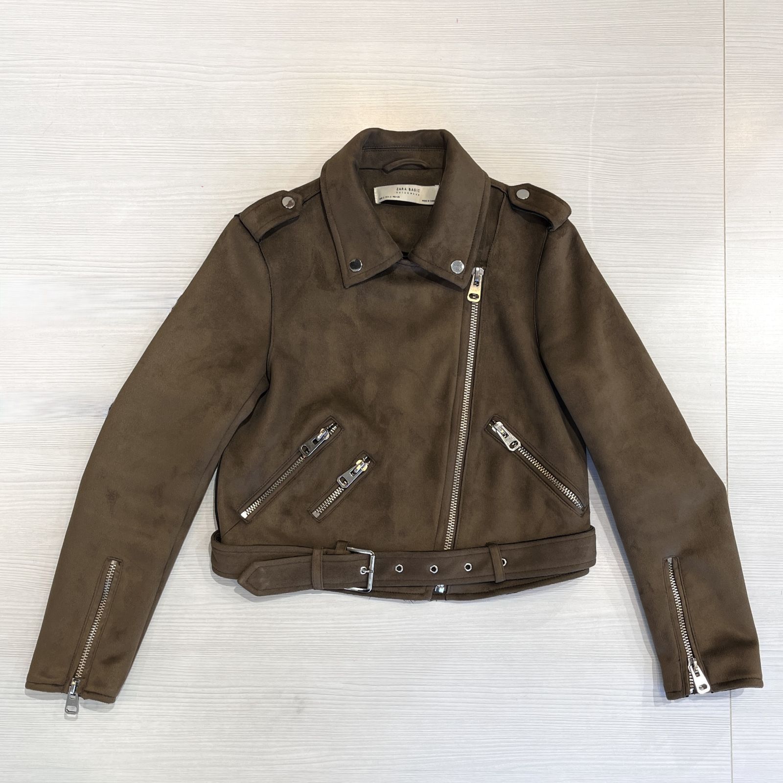 【新品】 ZARA スエード ライダースジャケット ZARA BASIC】フェイクスエード ダブルライダースジャケット 長袖