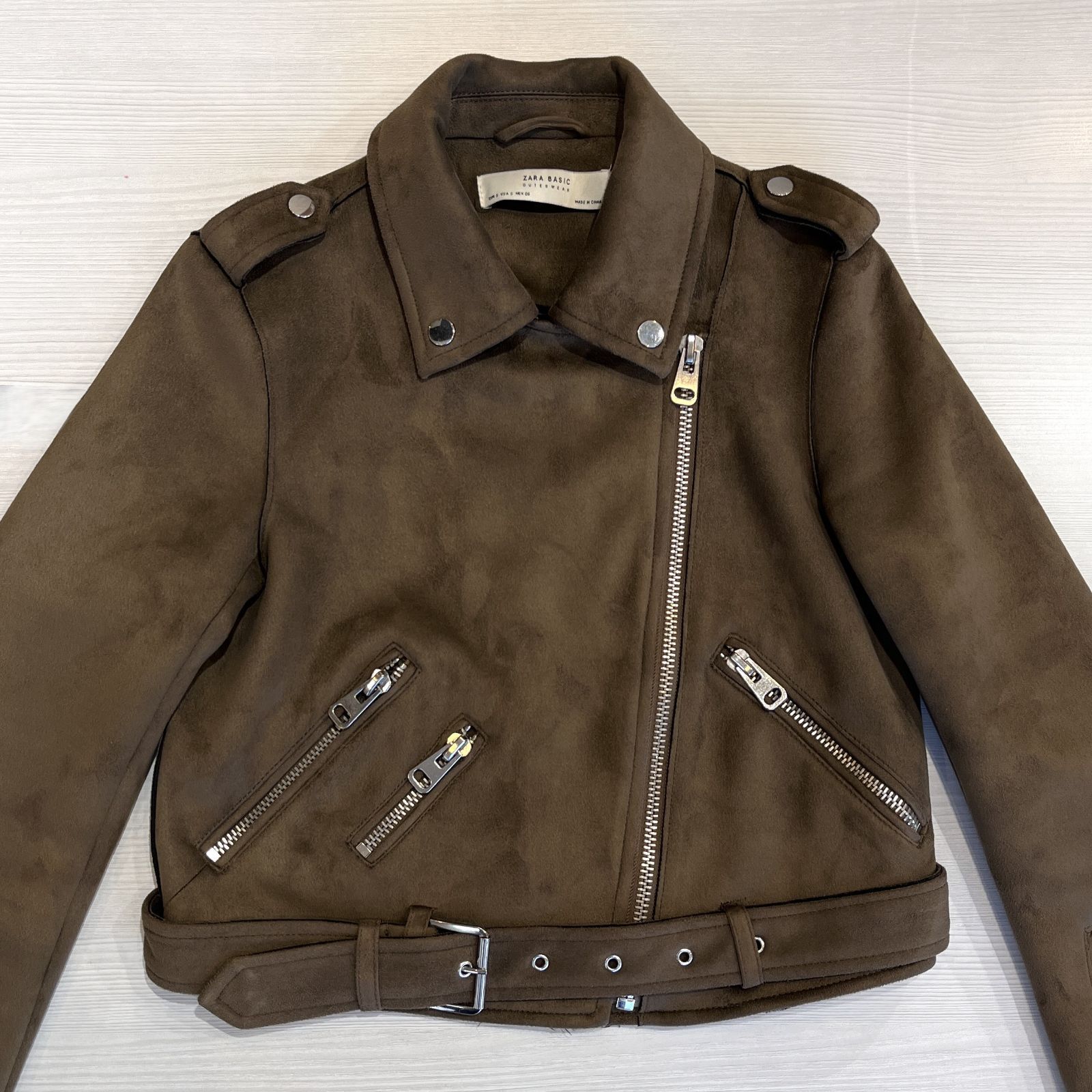 ZARA BASIC】フェイクスエード ダブルライダースジャケット 長袖