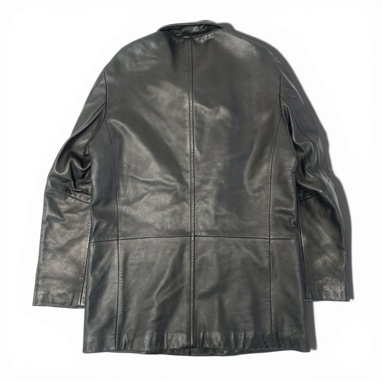 9a27 HUGO BOSS ヒューゴボス ラムレザーコート サイズL相当 ブラック