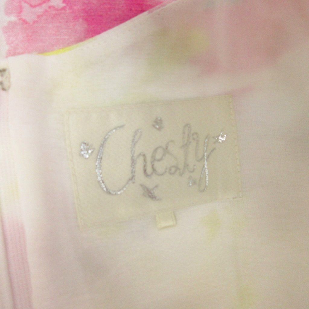 チェスティ Chesty ノースリーブワンピース ひざ丈 花柄 白 ホワイト 1  