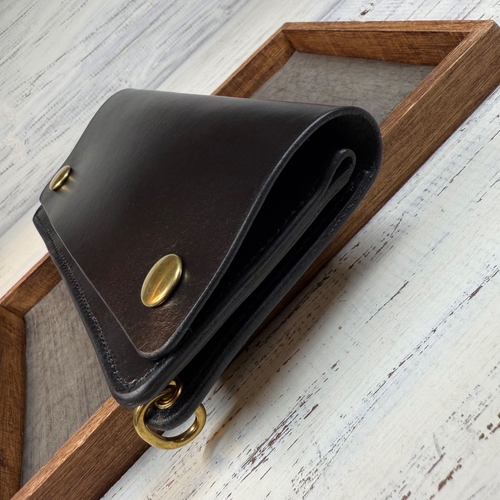 トラッカーウォレット ロング 2層】ブラック ゴールド YKK - メルカリ