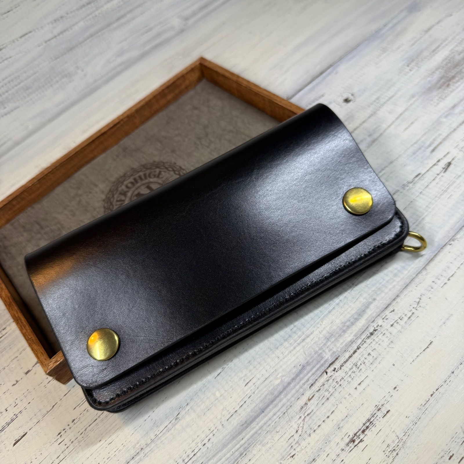 トラッカーウォレット ロング 2層】ブラック ゴールド YKK - メルカリ