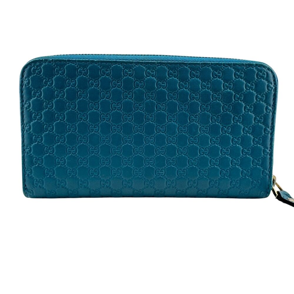 GUCCI グッチ 449391 ラウンドファスナー GG 長財布 ブルー レディース