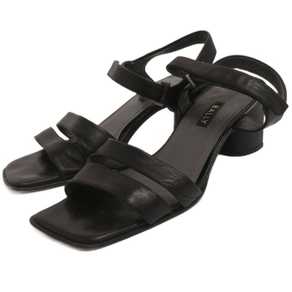 バリー BALLY レザー ストラップ サンダル ブラック 4.5EU 7US 約24.5